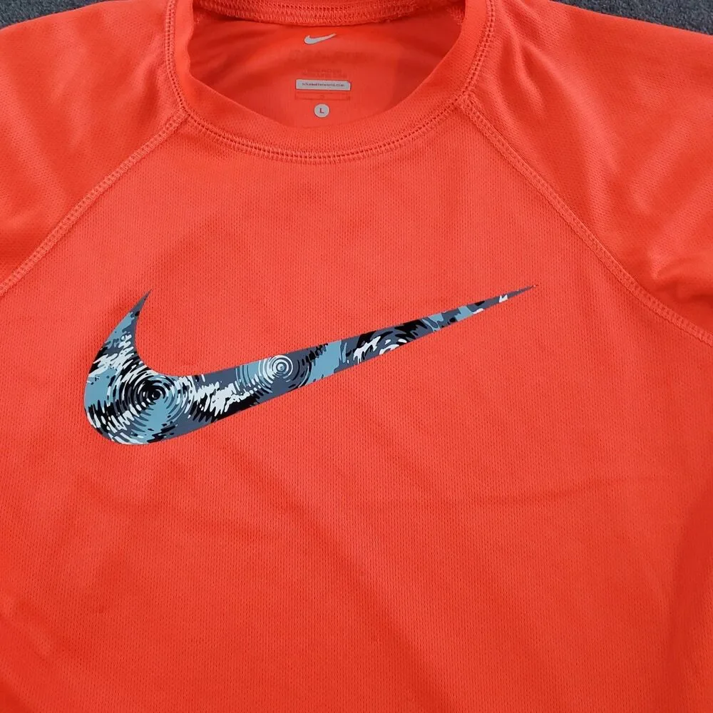 Nike Dri-Fit T-Shirt Youth Orange Athletic Training 3/4 Sleeve Tee Size Large